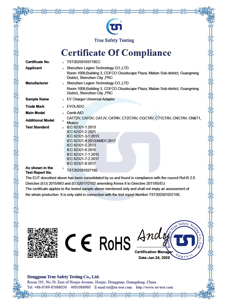 Evolado Product RoHS Certification